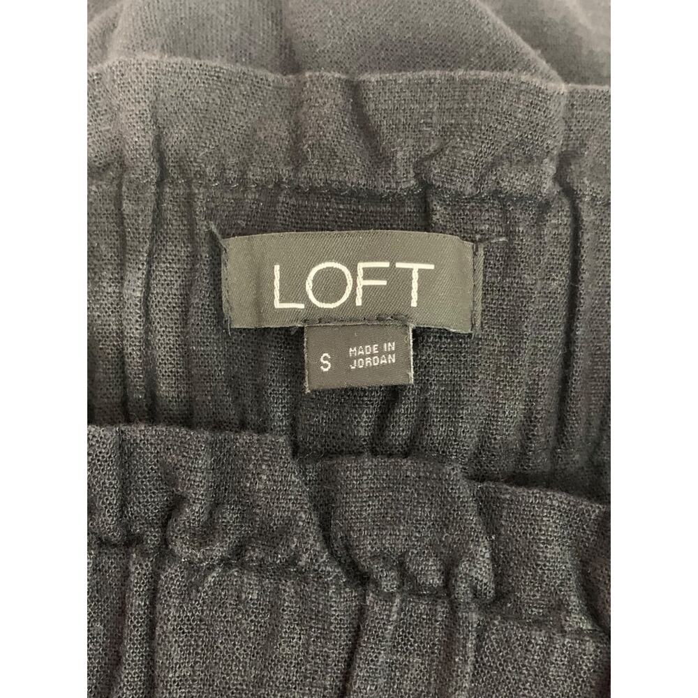 Small Loft Womens Black Linen Blend Pants Wide Leg Pull On Pockets - Picture 5 of 6
